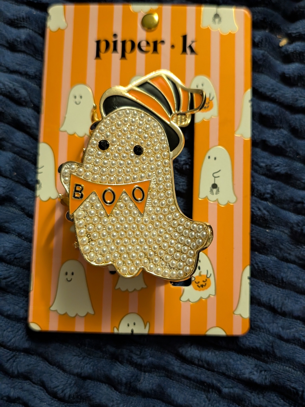 piper·k Pearl Ghost Pin with Orange Accents